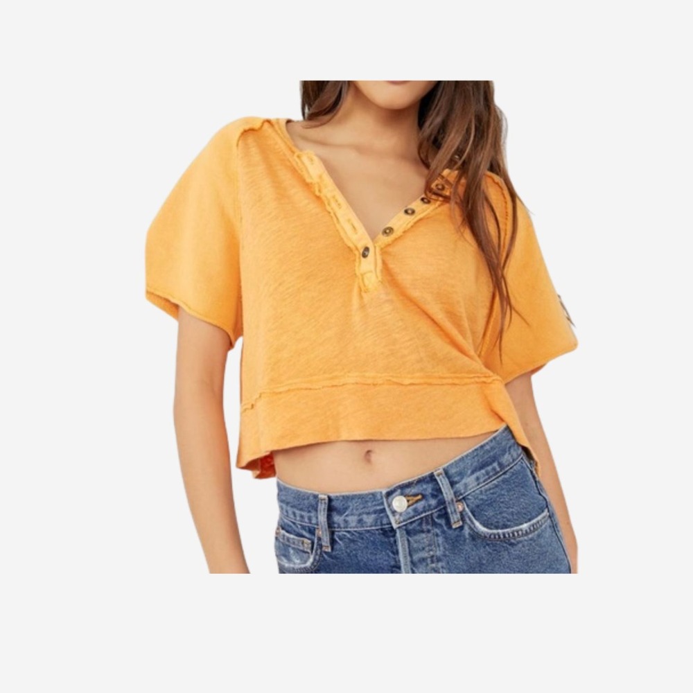 Free People We The Free Keep It Classic Linen Henley Tee - Small